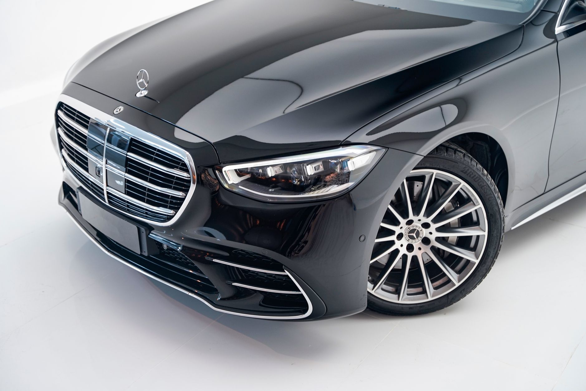 Close-up of a sleek Mercedes-Benz S-Class showcasing elegance and modern design.